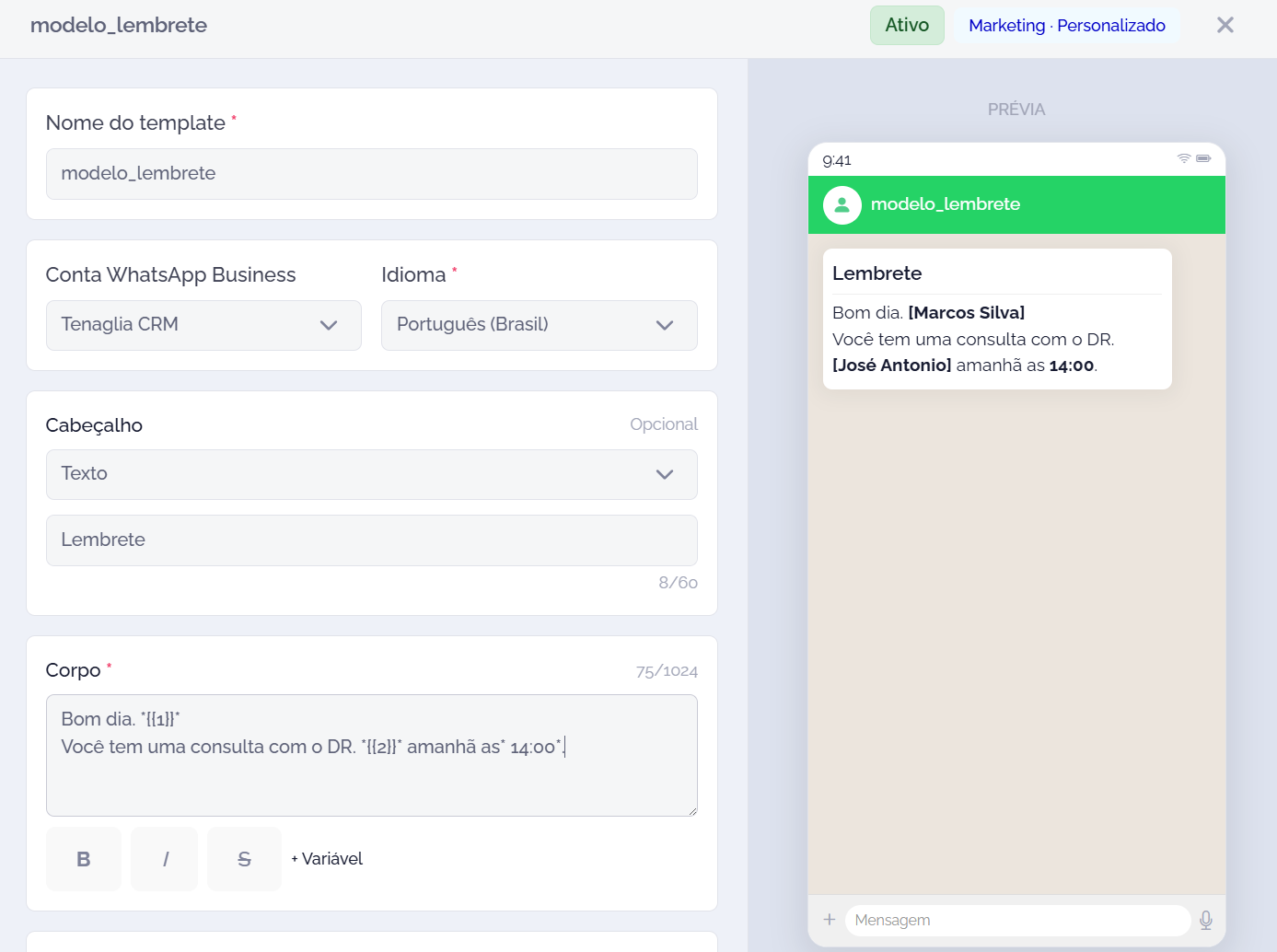 API oficial do WhatsApp — Chat
